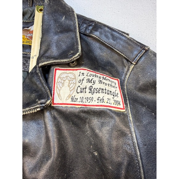 Harley Davidson Leather Jacket Mens M Black Biker Distressed Vintage CA03402 USA - Picture 5 of 11